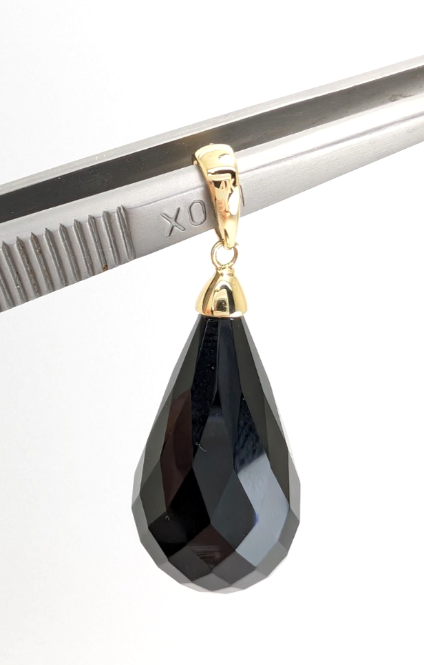 14K Gold 1.5" Pendant Onyx Pendant P977- OAK381 - Image 11