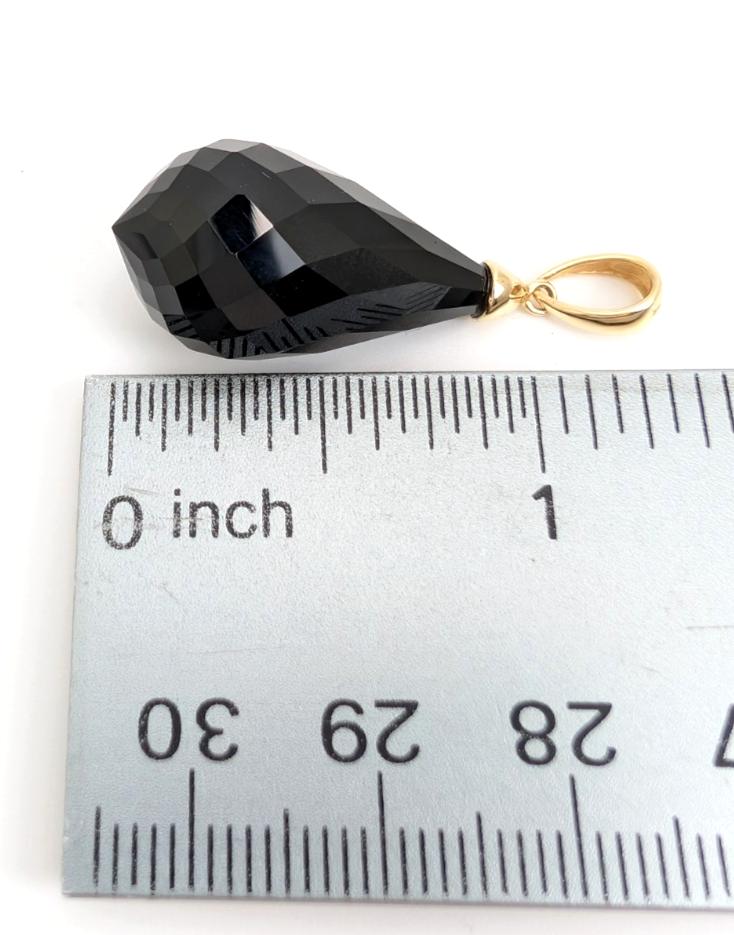 14K Gold 1.5" Pendant Onyx Pendant P977- OAK381 - Image 12