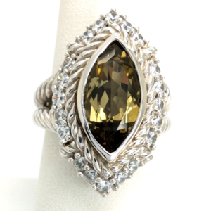 Sterling Silver 925 Judith Ripka Marquise Ring R1104- CRN66