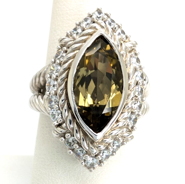 Sterling Silver 925 Judith Ripka Marquise Ring R1104- CRN66