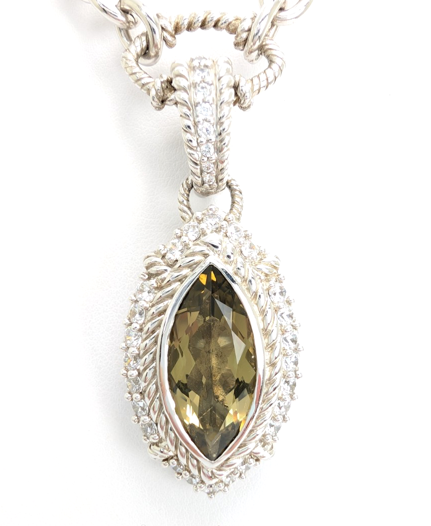 Sterling Silver 925 Judith Ripka 18" Necklace Marquise R1090- CRN52