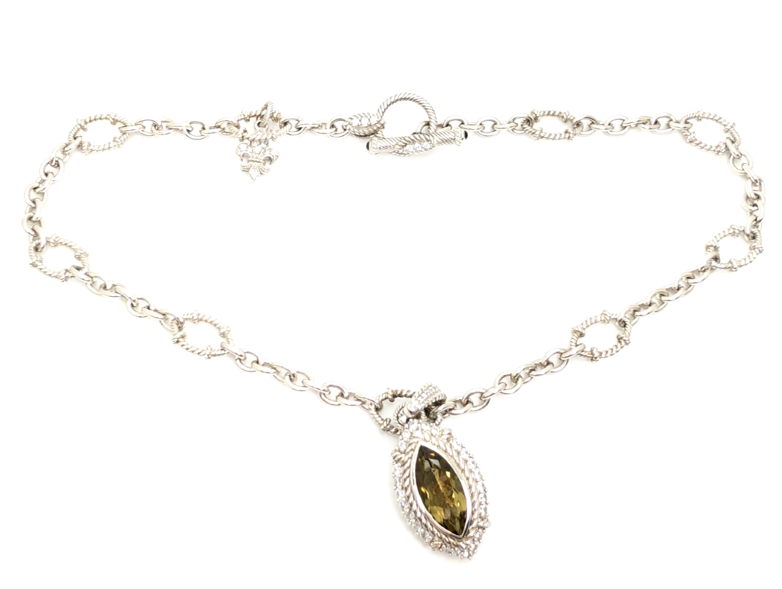 Sterling Silver 925 Judith Ripka 18" Necklace Marquise R1090- CRN52 - Image 10