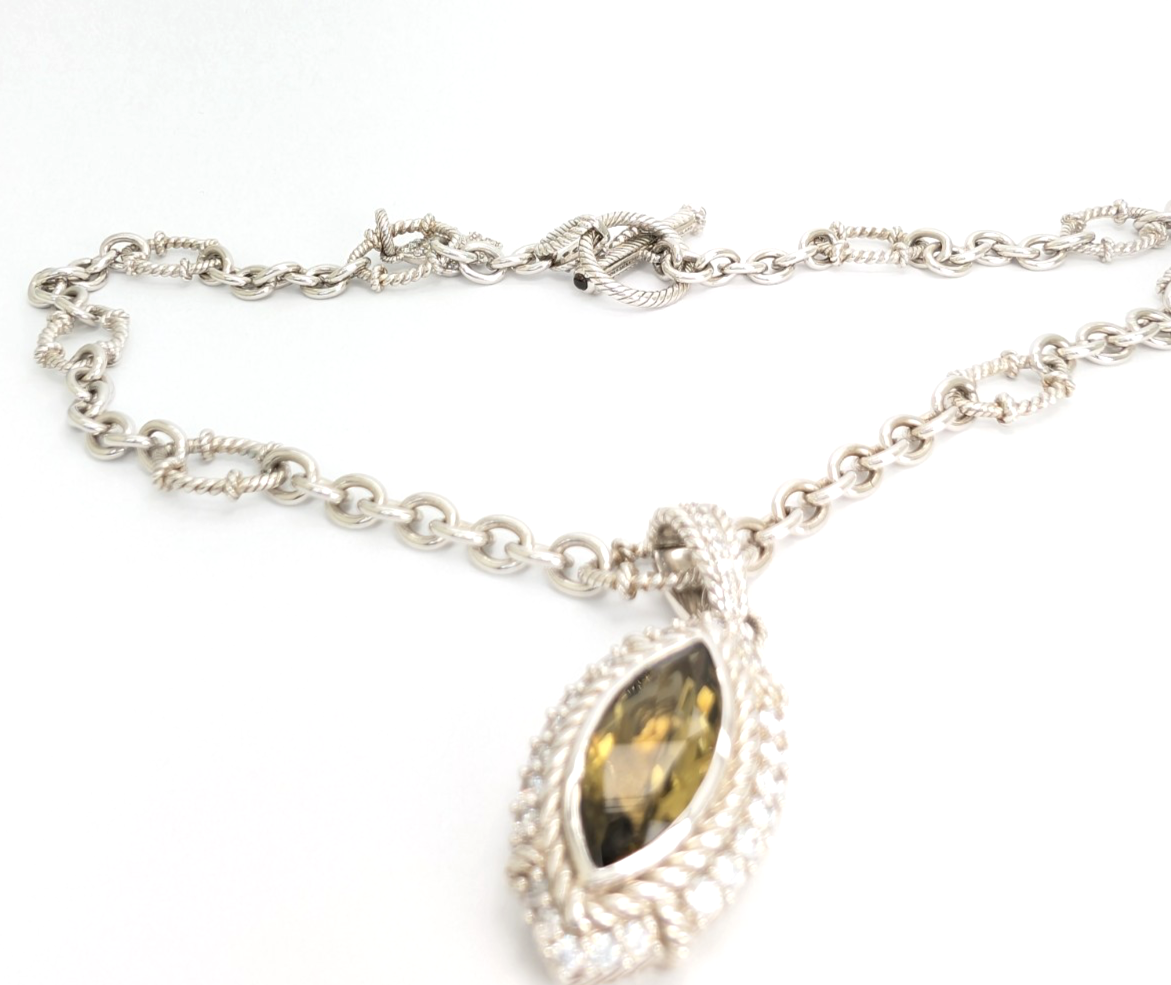 Sterling Silver 925 Judith Ripka 18" Necklace Marquise R1090- CRN52 - Image 13