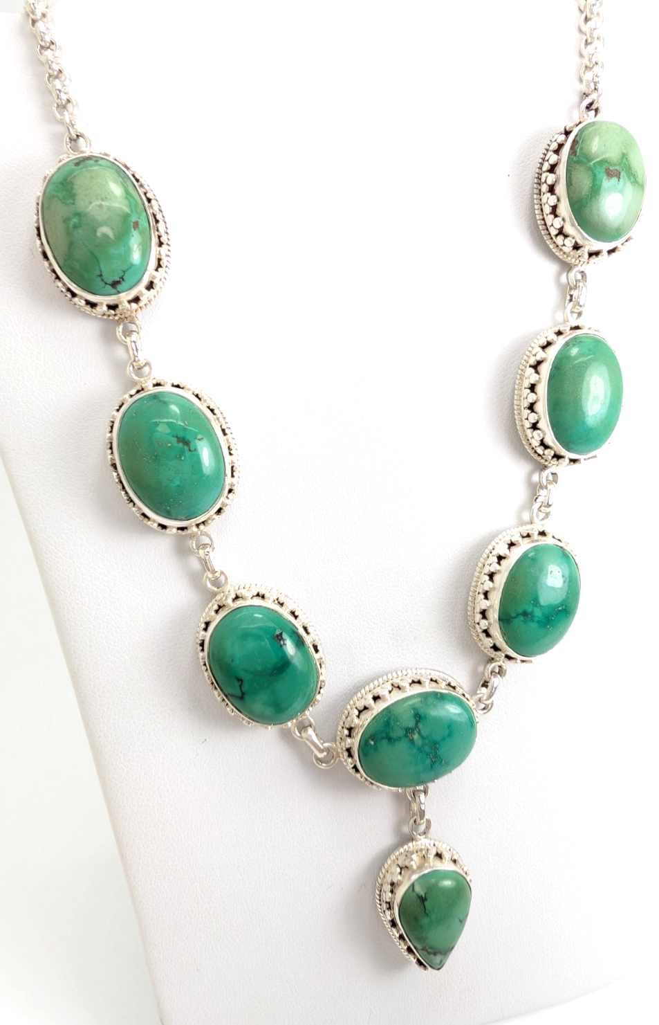 Sterling Silver 925 15" Necklace Turquoise R970- FOX1894 - Image 3