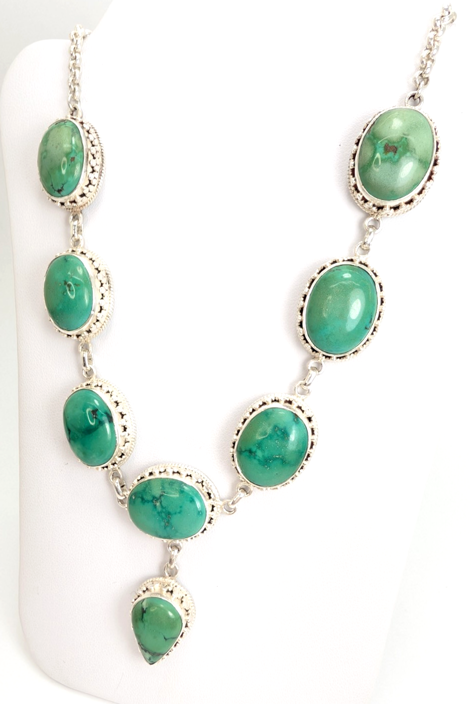 Sterling Silver 925 15" Necklace Turquoise R970- FOX1894 - Image 4