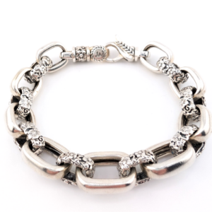 Sterling Silver 925 JAI John Hardy Floral Textured Link Bracelet 17286
