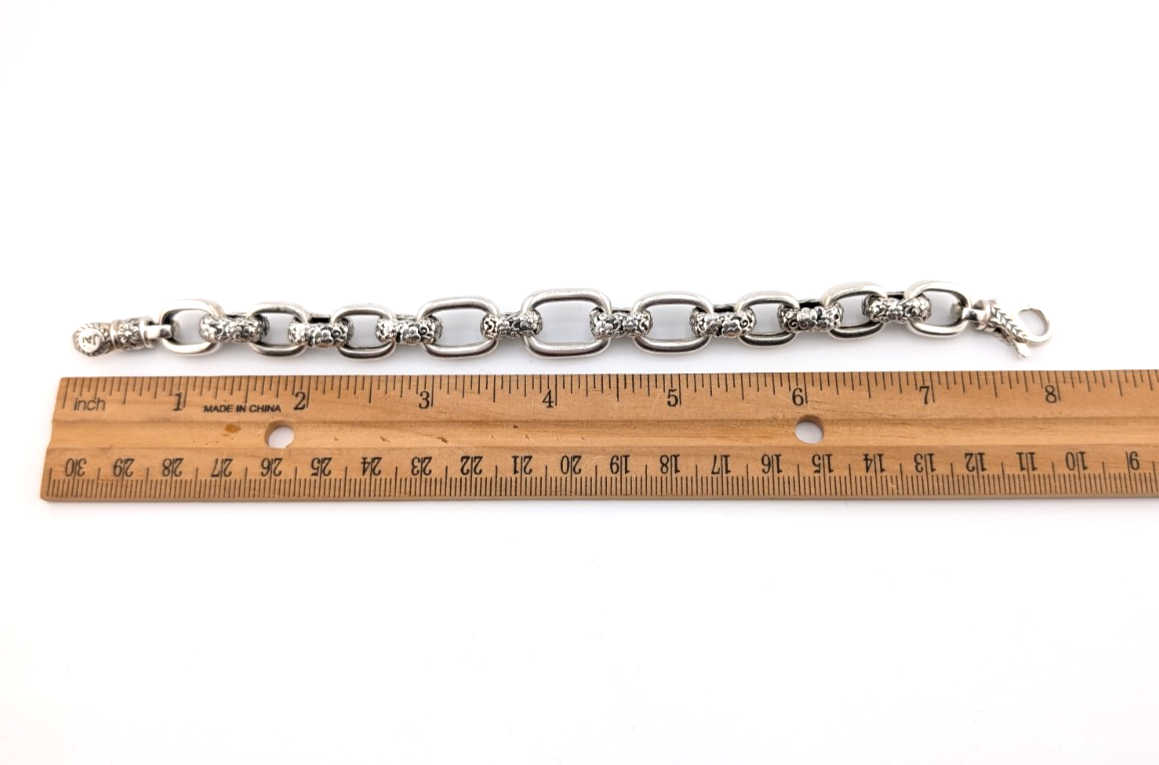 Sterling Silver 925 JAI John Hardy Floral Textured Link Bracelet 17286 - Image 2