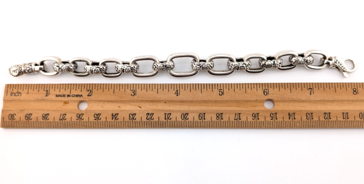 Sterling Silver 925 JAI John Hardy Floral Textured Link Bracelet 17286 - Image 3
