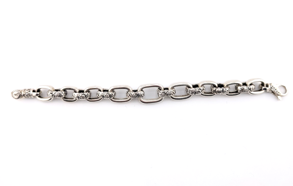 Sterling Silver 925 JAI John Hardy Floral Textured Link Bracelet 17286 - Image 4