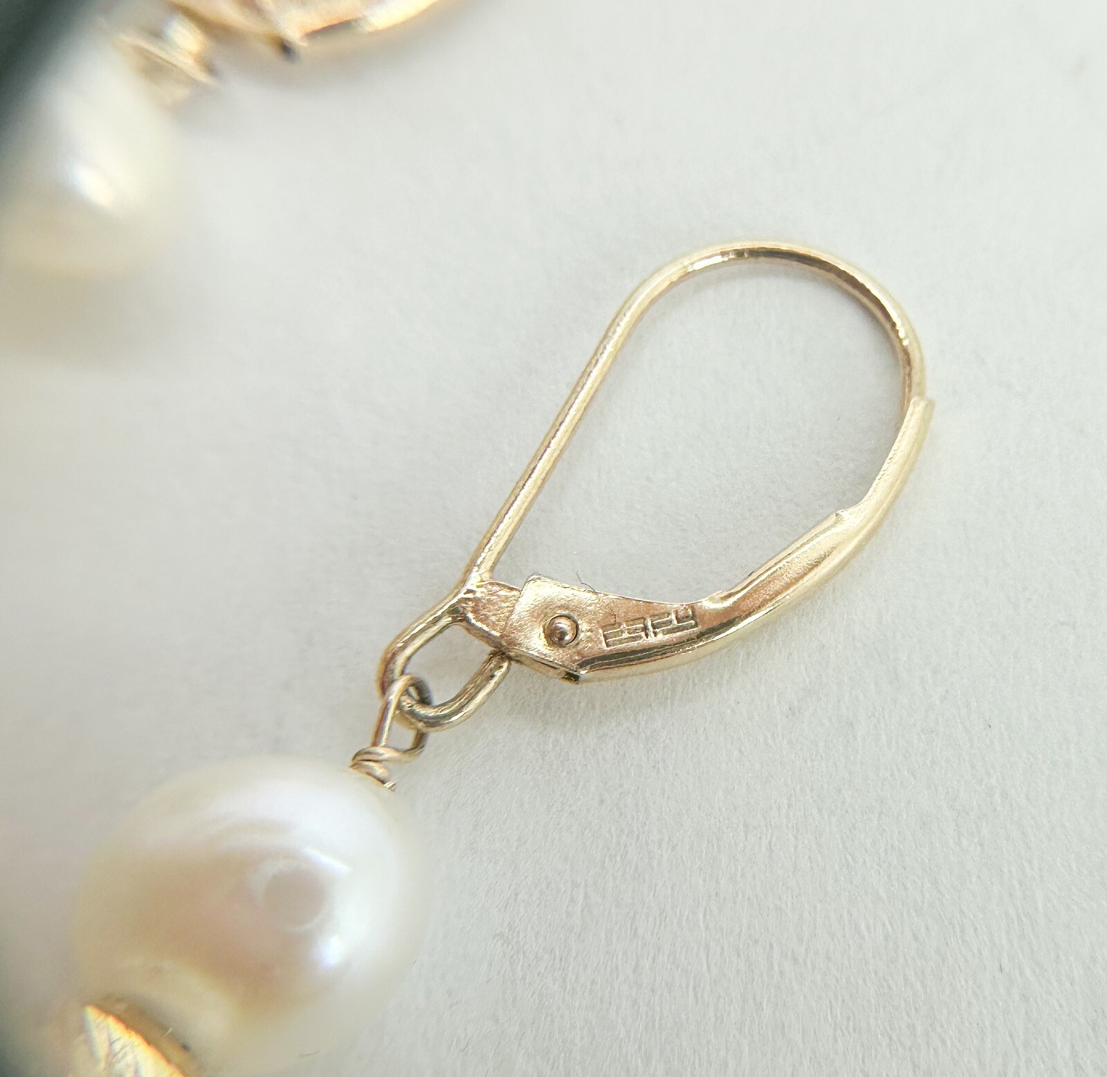 EFFY 14K Yellow Gold Pearl & Ribbed Gold Ball Dangle Earrings N131 - Image 10