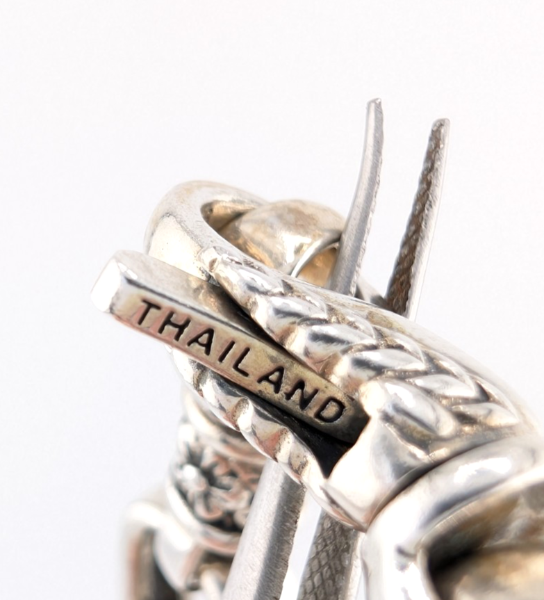 Sterling Silver 925 JAI John Hardy Floral Textured Link Bracelet 17286 - Image 13