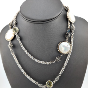 Sterling Silver 925 Michael Dawkins Mop & Lemon Quartz Necklace 17274