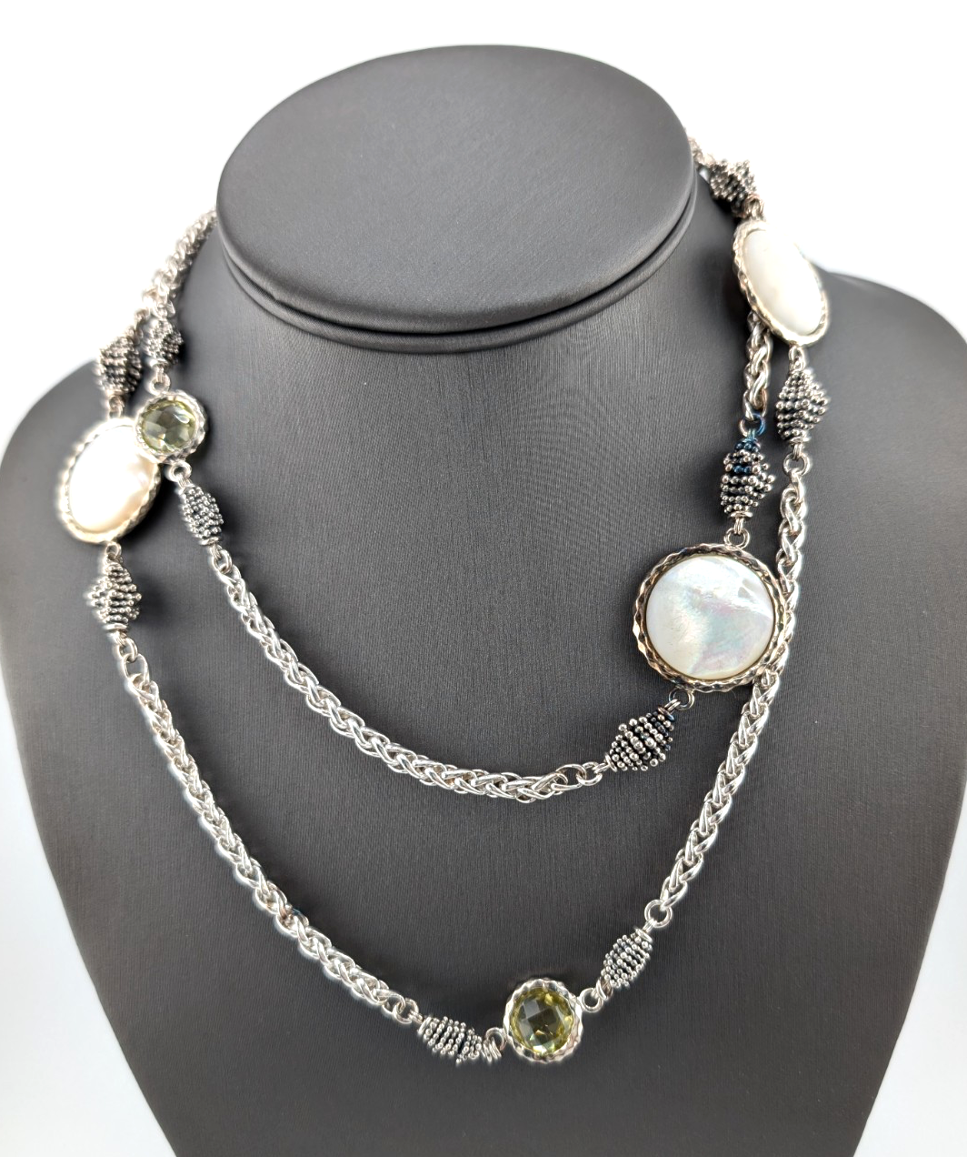 Sterling Silver 925 Michael Dawkins Mop & Lemon Quartz Necklace 17274