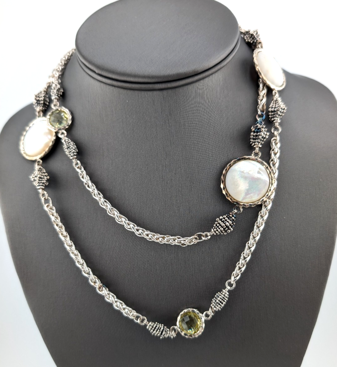 Sterling Silver 925 Michael Dawkins Mop & Lemon Quartz Necklace 17274 - Image 2