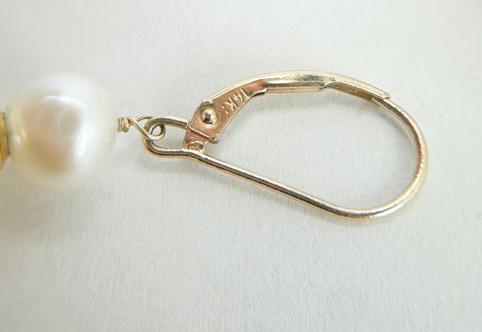 EFFY 14K Yellow Gold Pearl & Ribbed Gold Ball Dangle Earrings N131 - Image 11