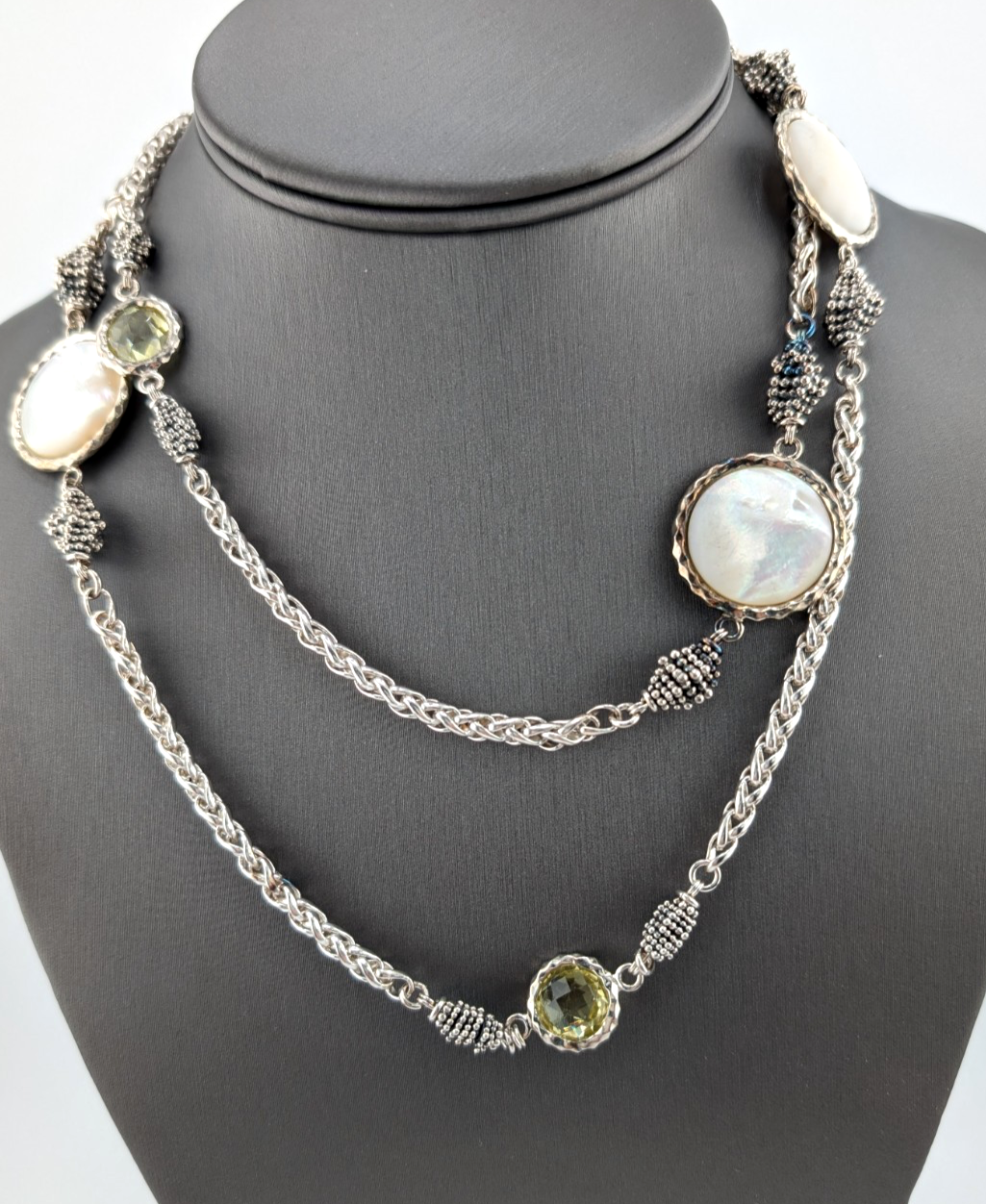Sterling Silver 925 Michael Dawkins Mop & Lemon Quartz Necklace 17274 - Image 5