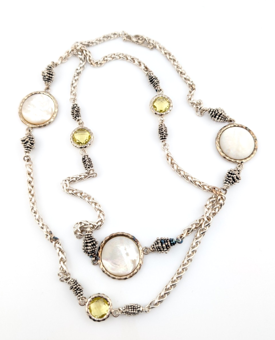 Sterling Silver 925 Michael Dawkins Mop & Lemon Quartz Necklace 17274 - Image 6