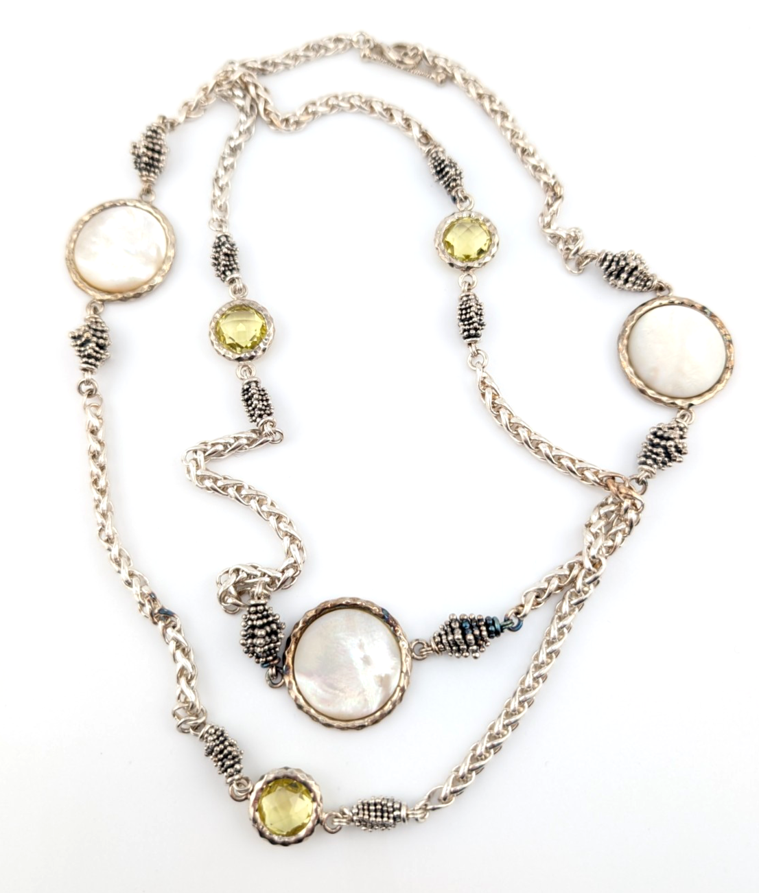 Sterling Silver 925 Michael Dawkins Mop & Lemon Quartz Necklace 17274 - Image 7