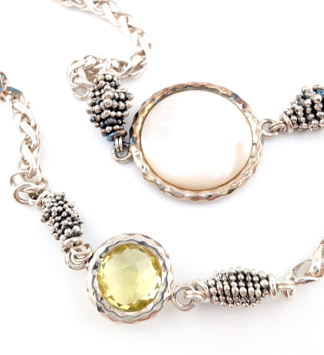 Sterling Silver 925 Michael Dawkins Mop & Lemon Quartz Necklace 17274 - Image 8