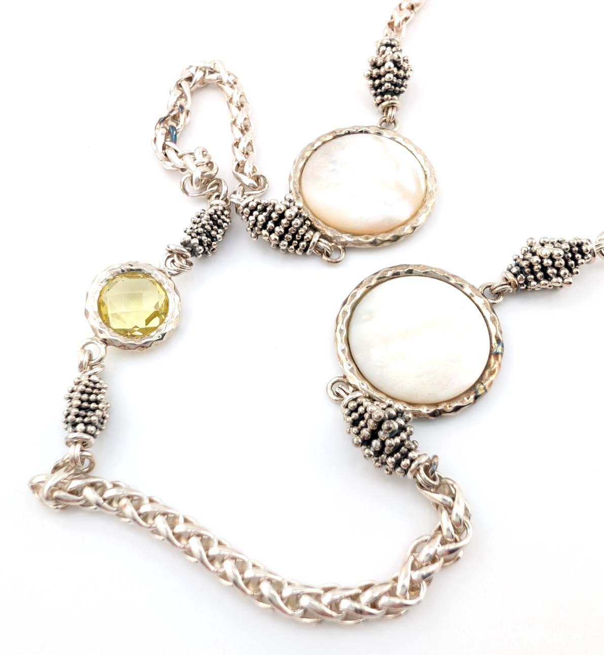 Sterling Silver 925 Michael Dawkins Mop & Lemon Quartz Necklace 17274 - Image 11