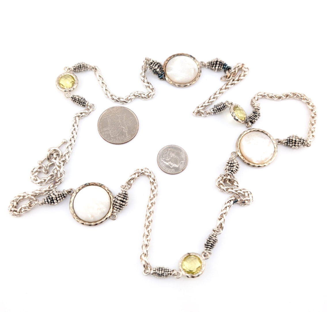 Sterling Silver 925 Michael Dawkins Mop & Lemon Quartz Necklace 17274 - Image 12