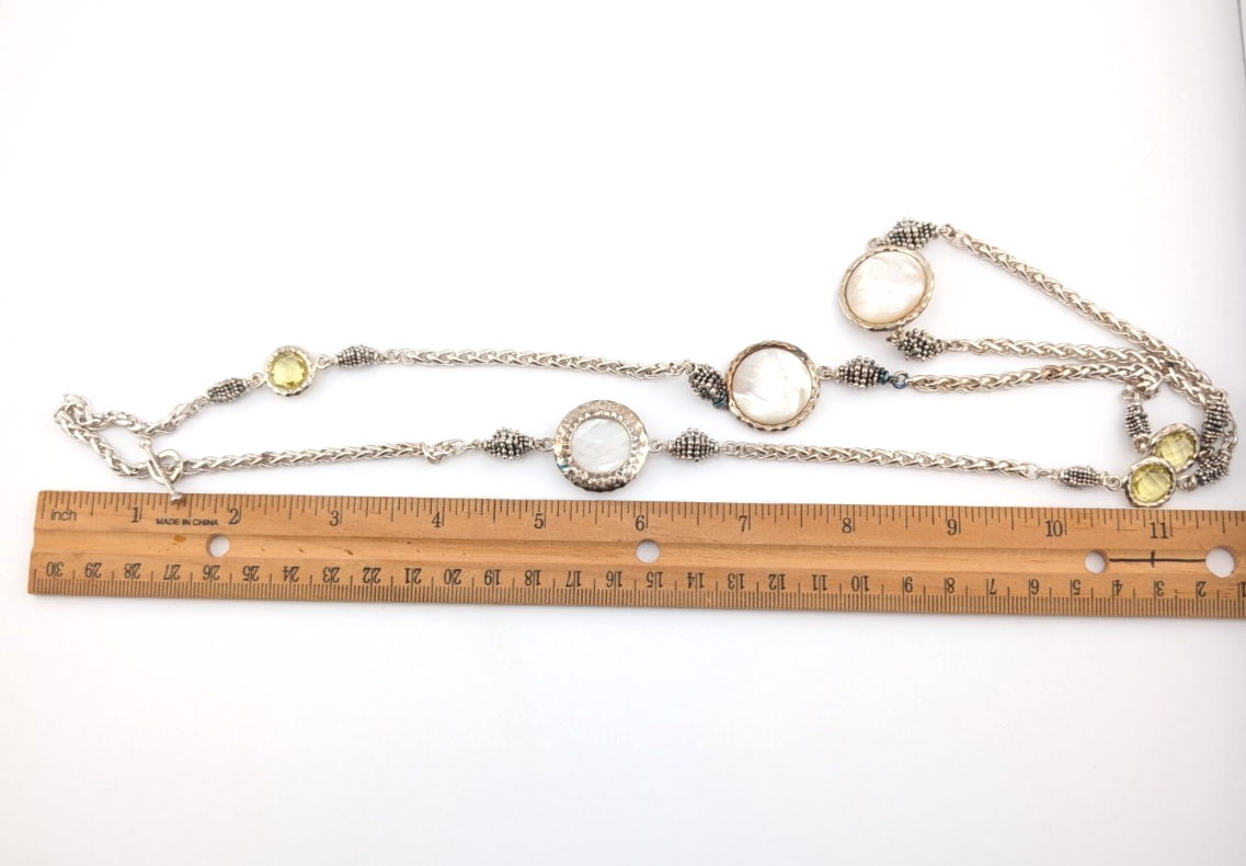 Sterling Silver 925 Michael Dawkins Mop & Lemon Quartz Necklace 17274 - Image 13