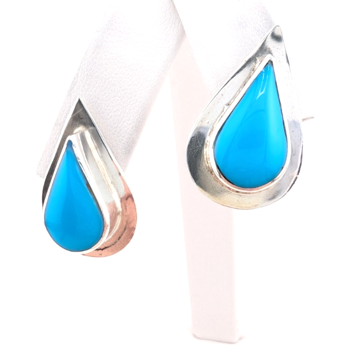 Sterling Silver 925 Earrings Turquoise R1105- CRN67 - Image 3