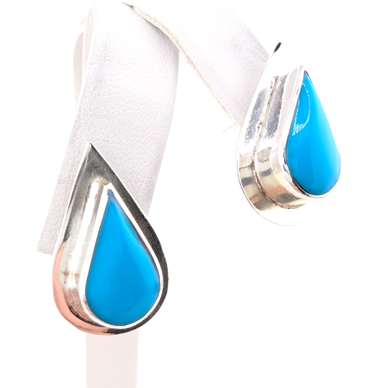 Sterling Silver 925 Earrings Turquoise R1105- CRN67 - Image 5