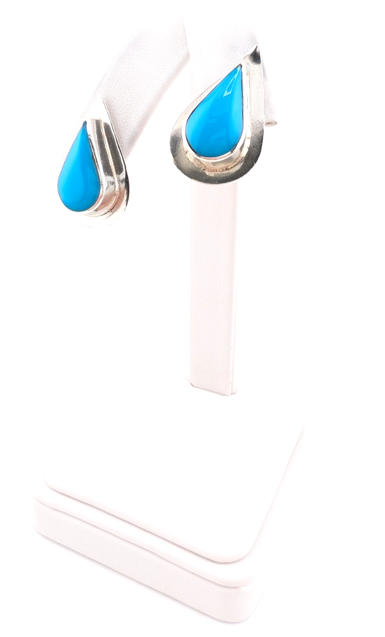 Sterling Silver 925 Earrings Turquoise R1105- CRN67 - Image 6