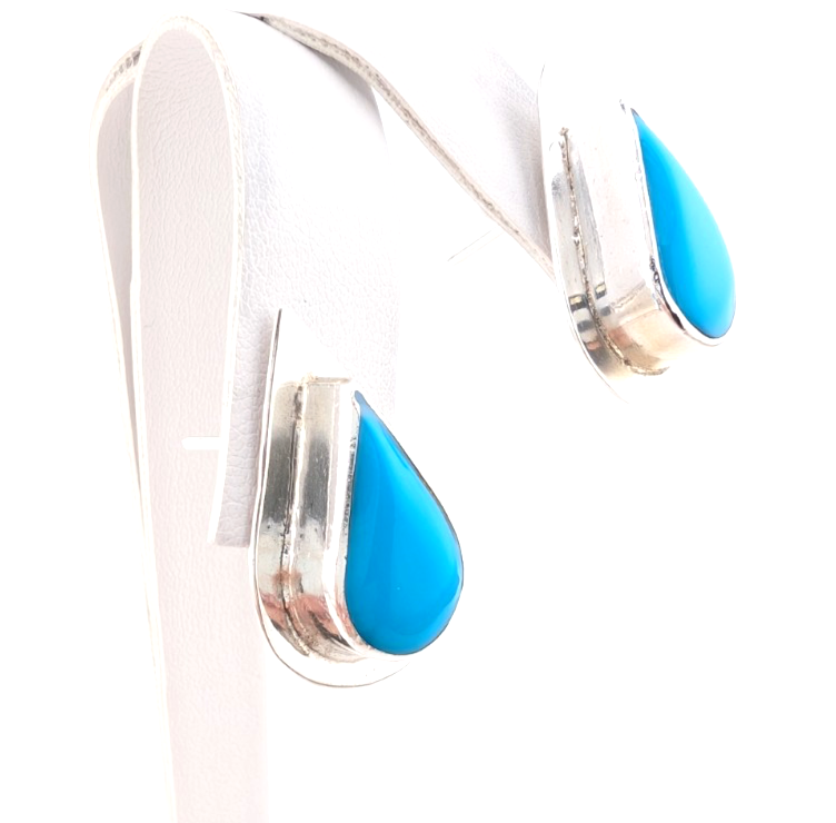 Sterling Silver 925 Earrings Turquoise R1105- CRN67 - Image 9