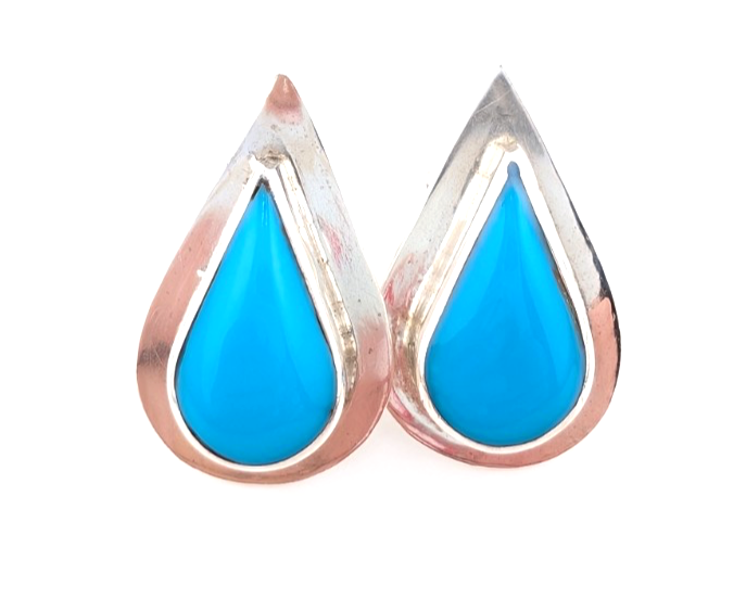 Sterling Silver 925 Earrings Turquoise R1105- CRN67 - Image 10