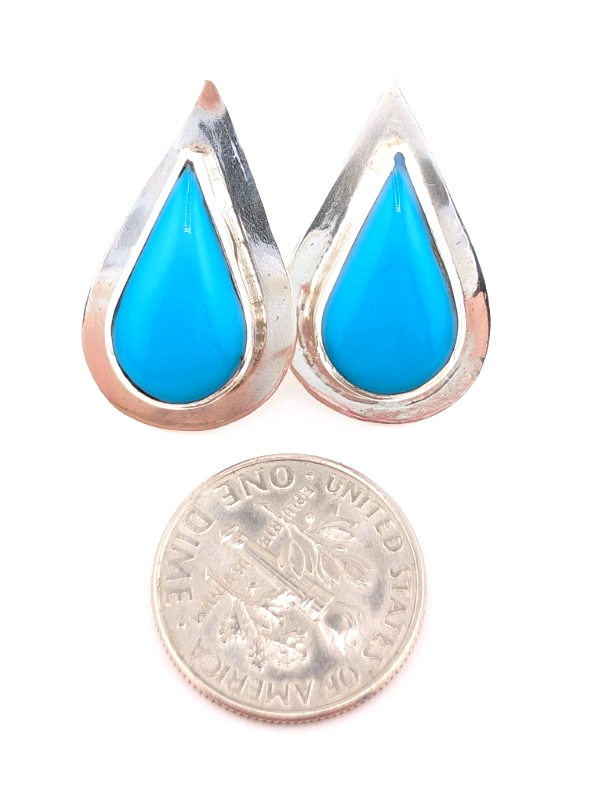 Sterling Silver 925 Earrings Turquoise R1105- CRN67 - Image 11