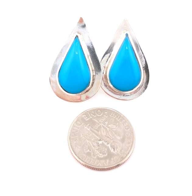 Sterling Silver 925 Earrings Turquoise R1105- CRN67 - Image 13