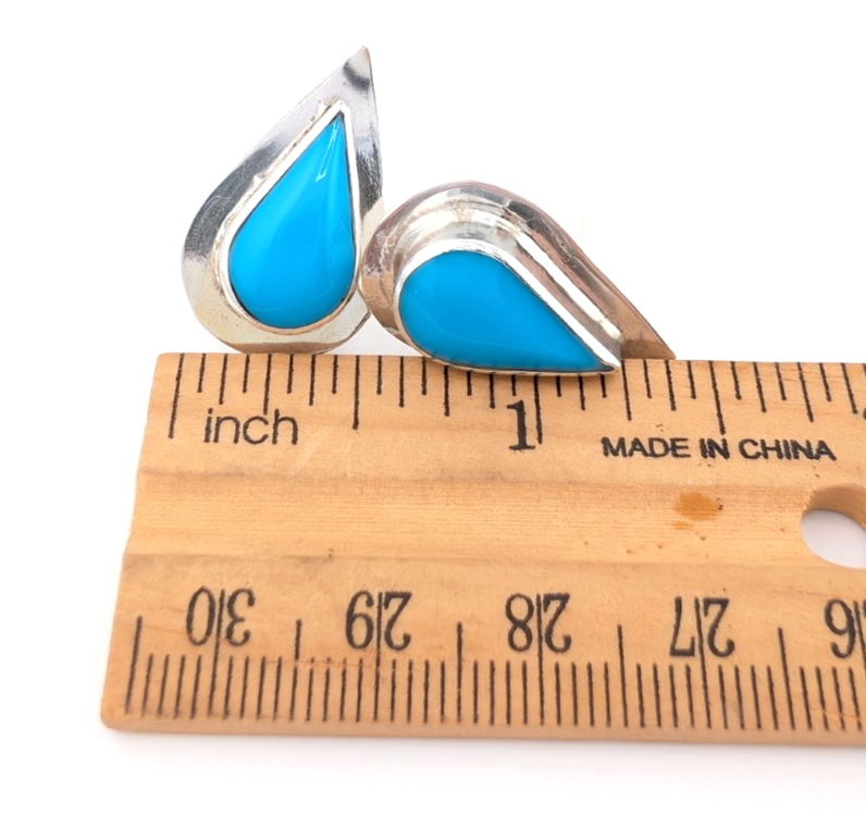 Sterling Silver 925 Earrings Turquoise R1105- CRN67 - Image 14