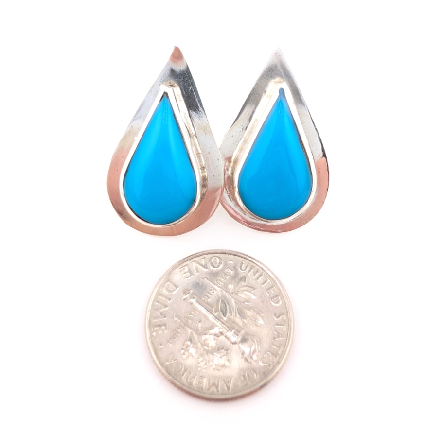 Sterling Silver 925 Earrings Turquoise R1105- CRN67 - Image 16