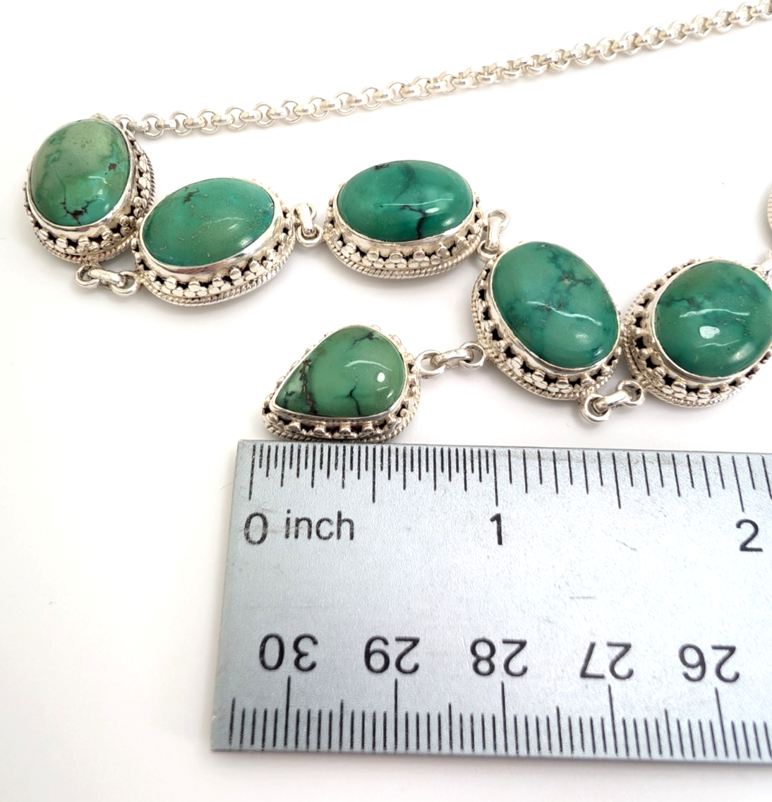 Sterling Silver 925 15" Necklace Turquoise R970- FOX1894 - Image 14