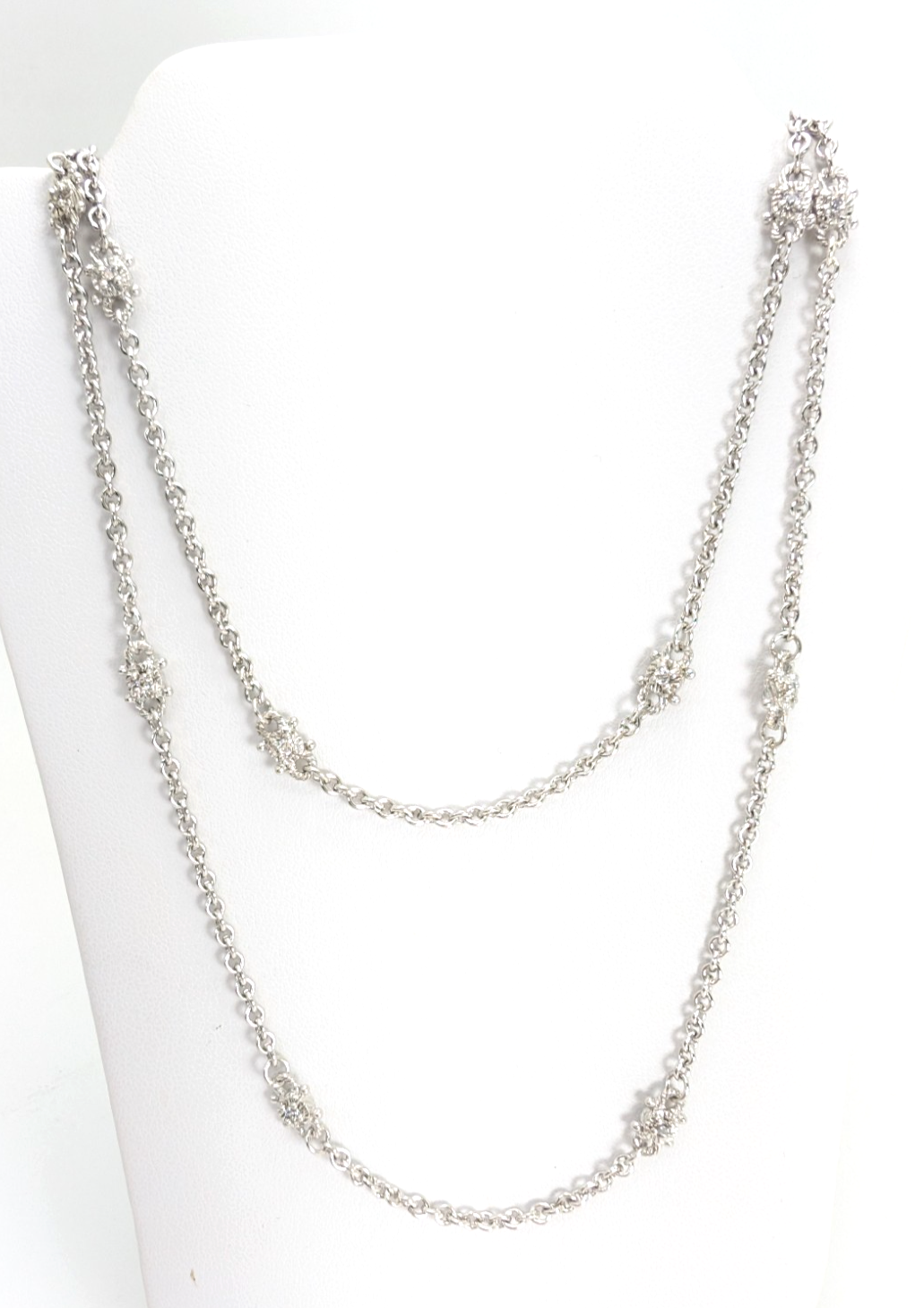 Judith Ripka Sterling Silver 925 By The Yard 36" Necklace 17146