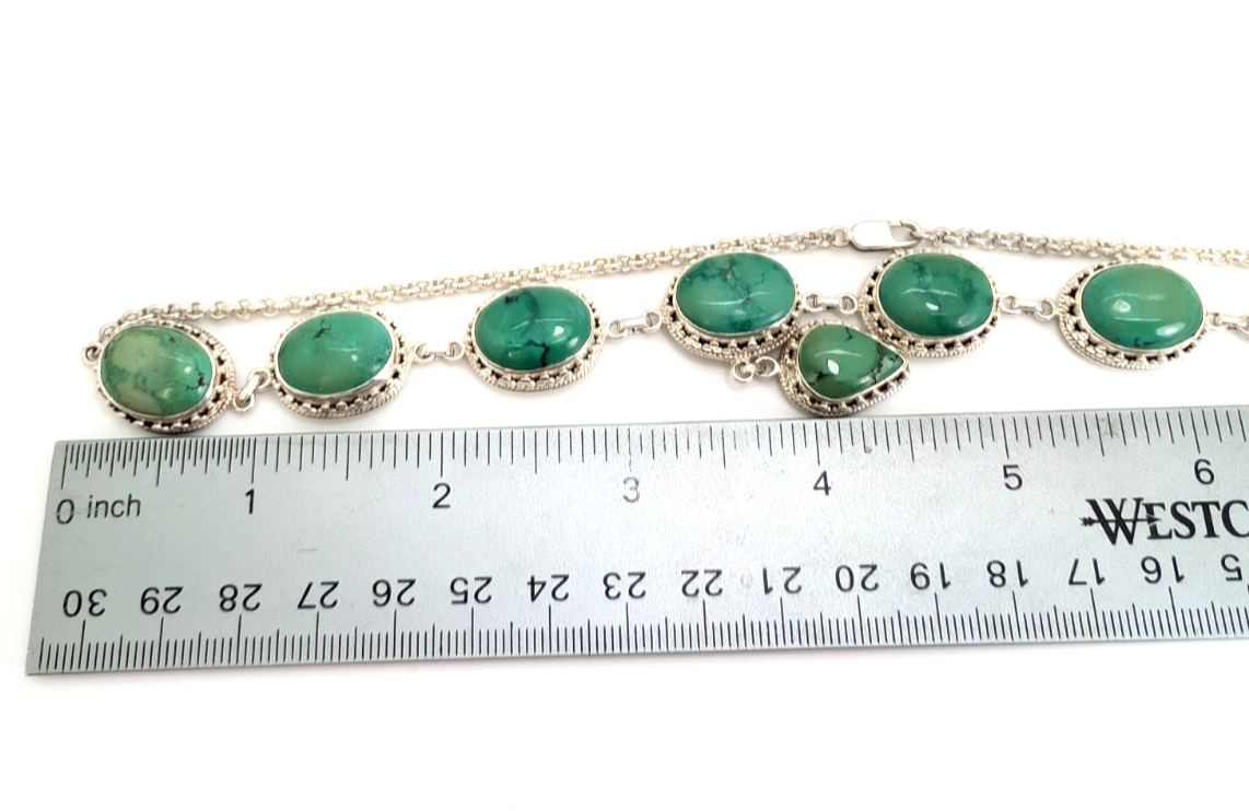 Sterling Silver 925 15" Necklace Turquoise R970- FOX1894 - Image 15