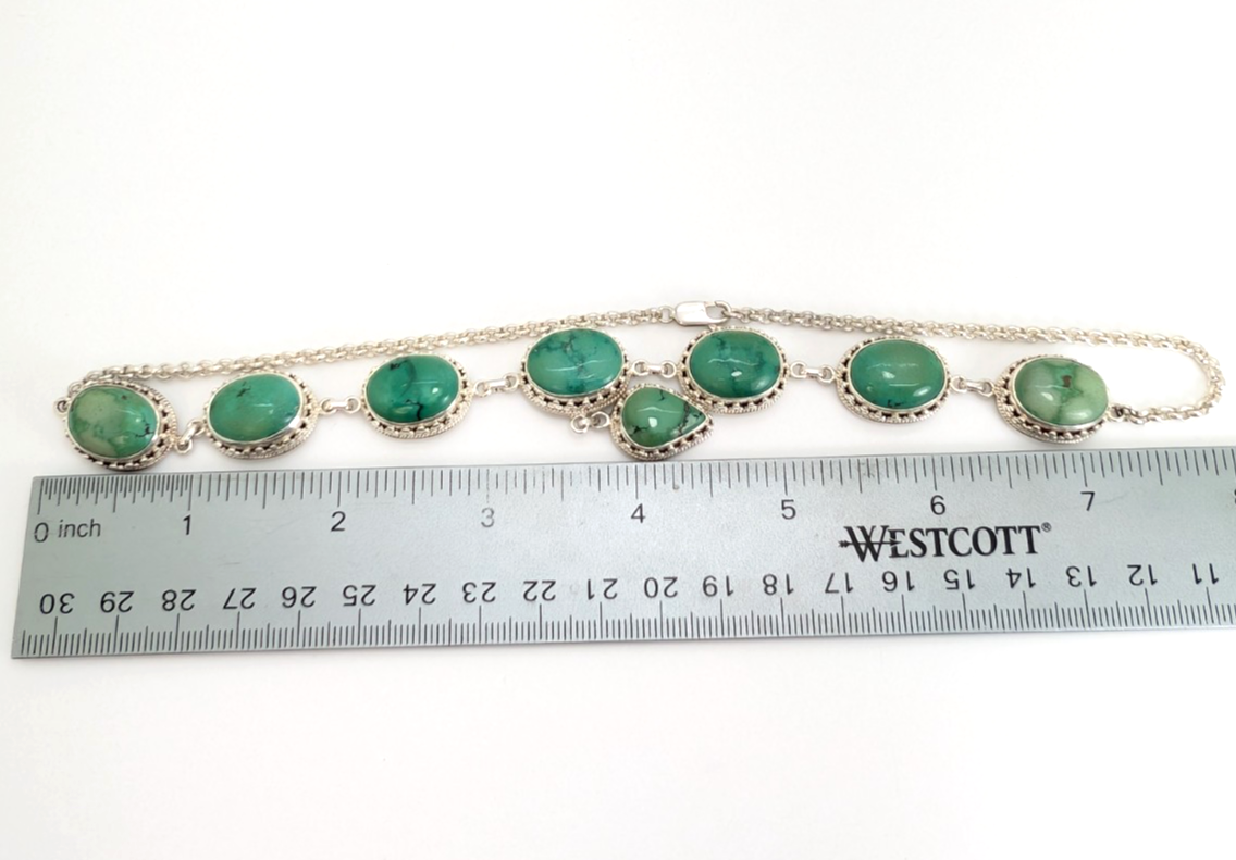 Sterling Silver 925 15" Necklace Turquoise R970- FOX1894 - Image 16
