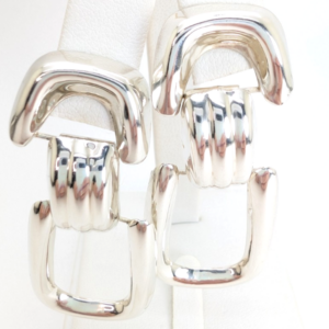 Sterling Silver 925 Chunky Doorknocker Stud Earrings R977- FOX1901