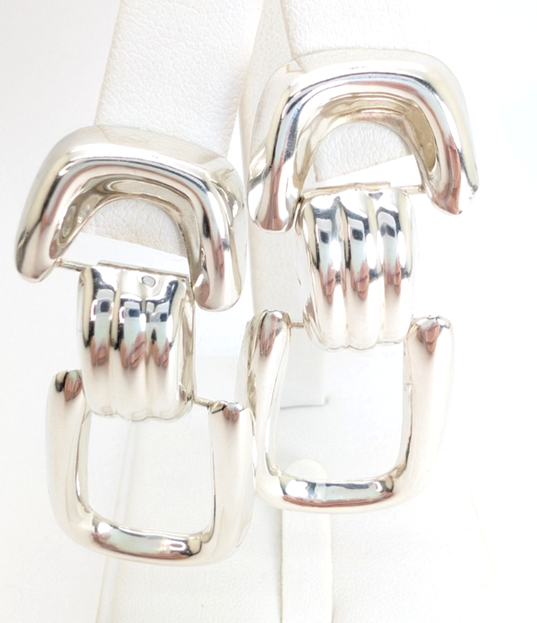 Sterling Silver 925 Chunky Doorknocker Stud Earrings R977- FOX1901