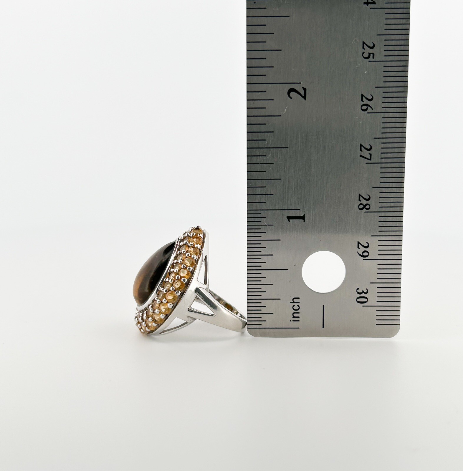 Sterling Silver 925 Teardrop Tiger's Eye Gemstone Ring O185 - Image 11