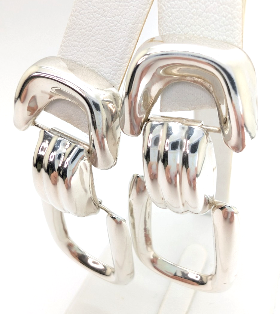 Sterling Silver 925 Chunky Doorknocker Stud Earrings R977- FOX1901 - Image 3