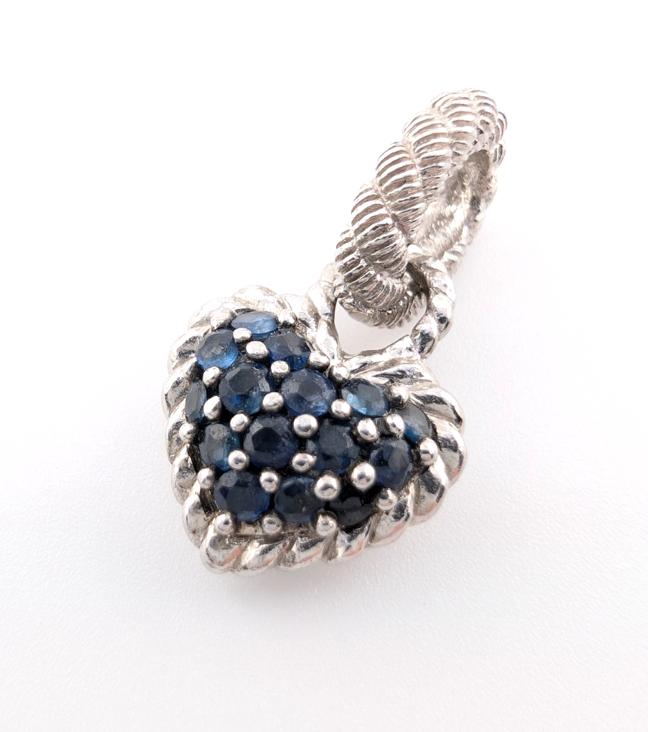Judith Ripka 925 Misc 3 Charms Evil Eye-Sapphire Heart- Clear Gem Bead Oak884 - Image 5