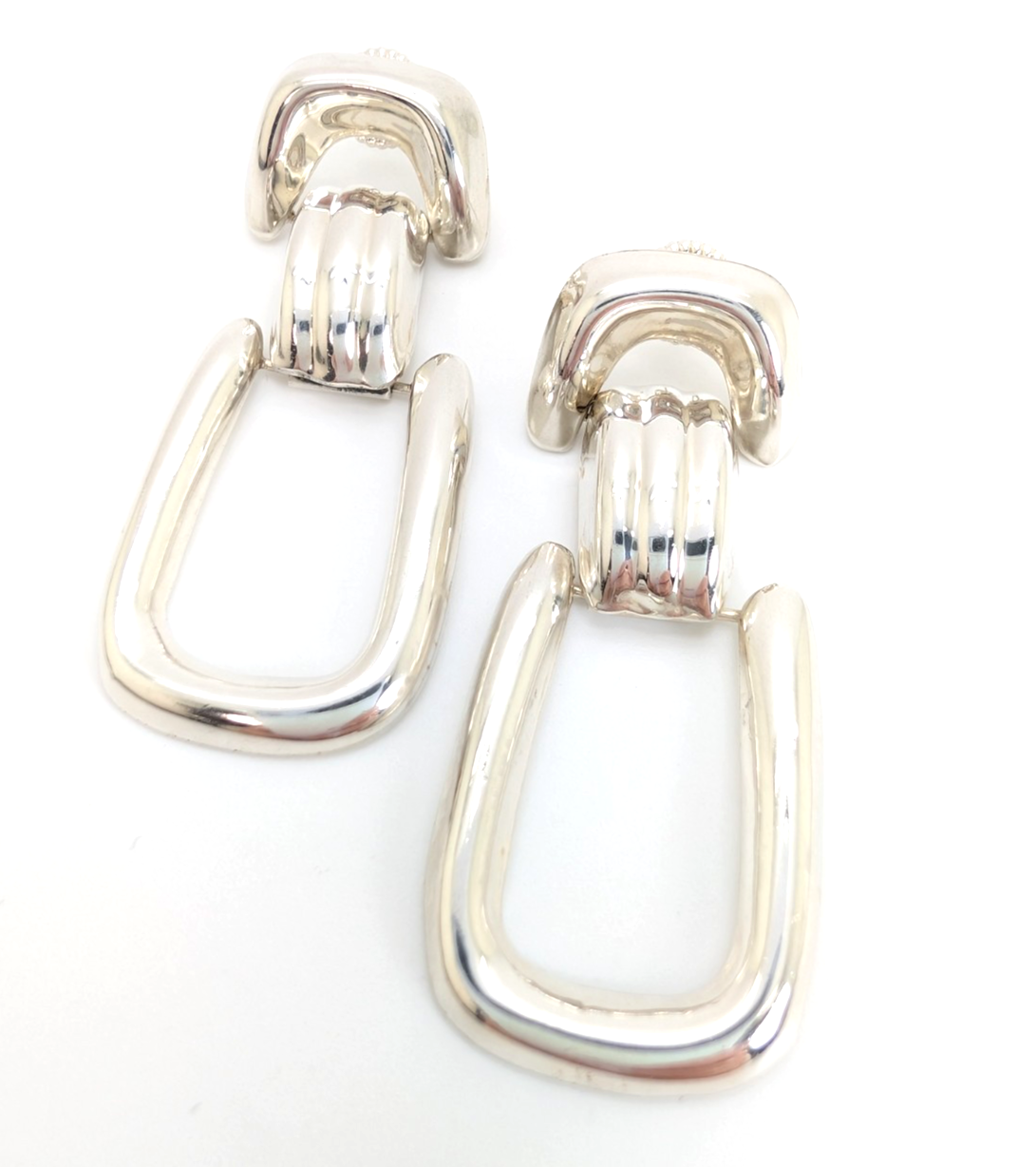 Sterling Silver 925 Chunky Doorknocker Stud Earrings R977- FOX1901 - Image 5