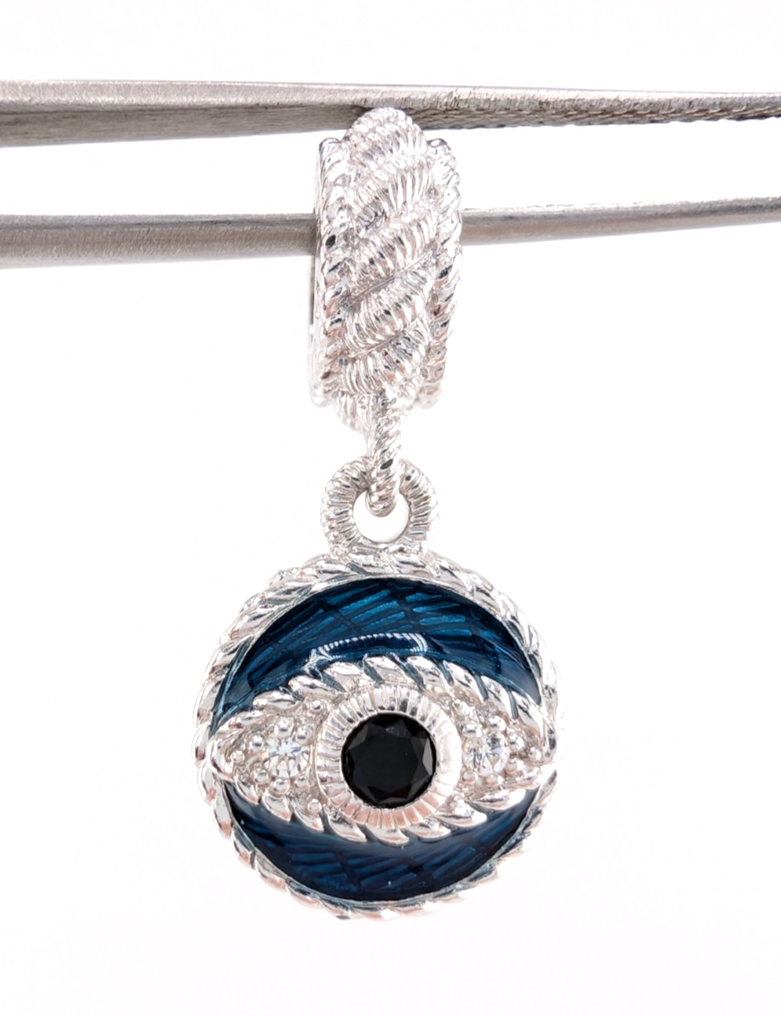 Judith Ripka 925 Misc 3 Charms Evil Eye-Sapphire Heart- Clear Gem Bead Oak884 - Image 18