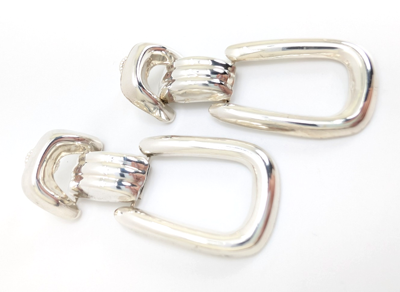 Sterling Silver 925 Chunky Doorknocker Stud Earrings R977- FOX1901 - Image 6