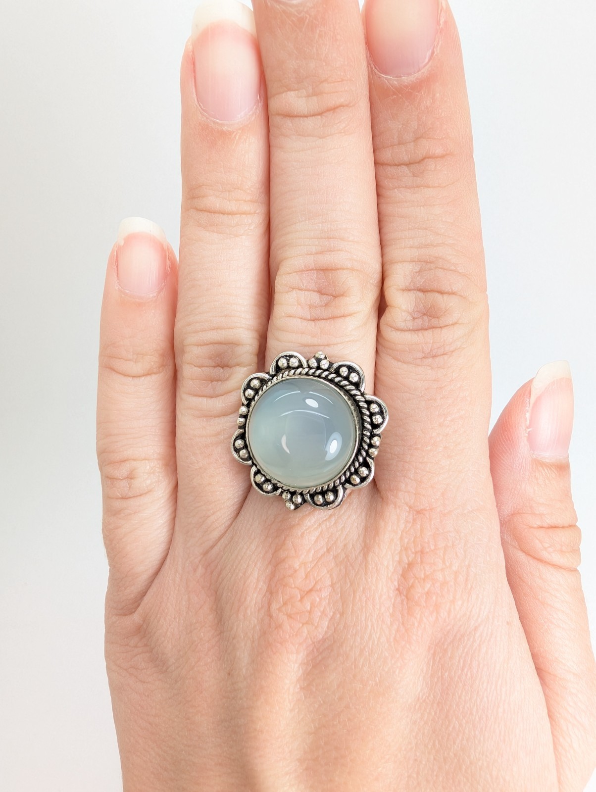 Sterling Silver 925 Bali Style Quartz Cabochon Ring 13594 - Image 20