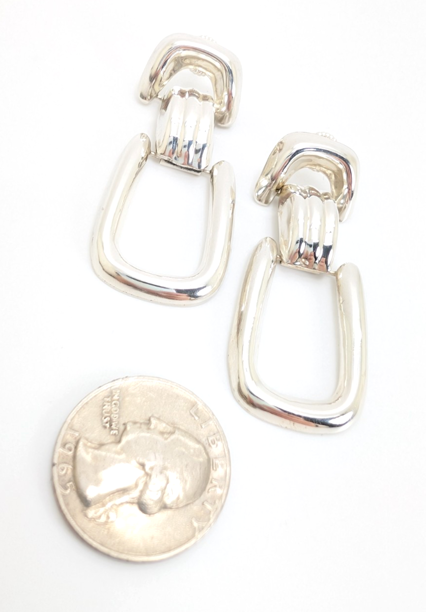Sterling Silver 925 Chunky Doorknocker Stud Earrings R977- FOX1901 - Image 8
