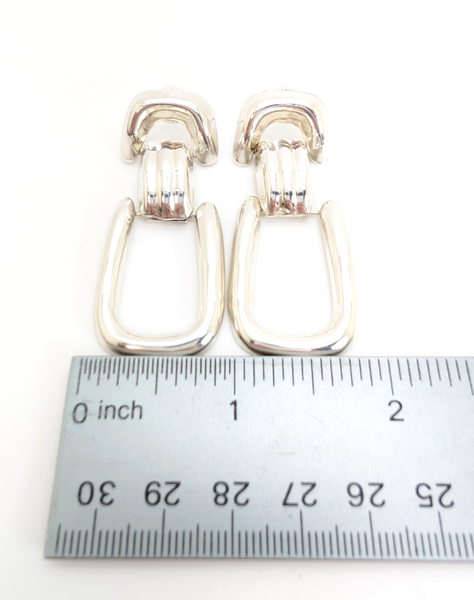 Sterling Silver 925 Chunky Doorknocker Stud Earrings R977- FOX1901 - Image 9
